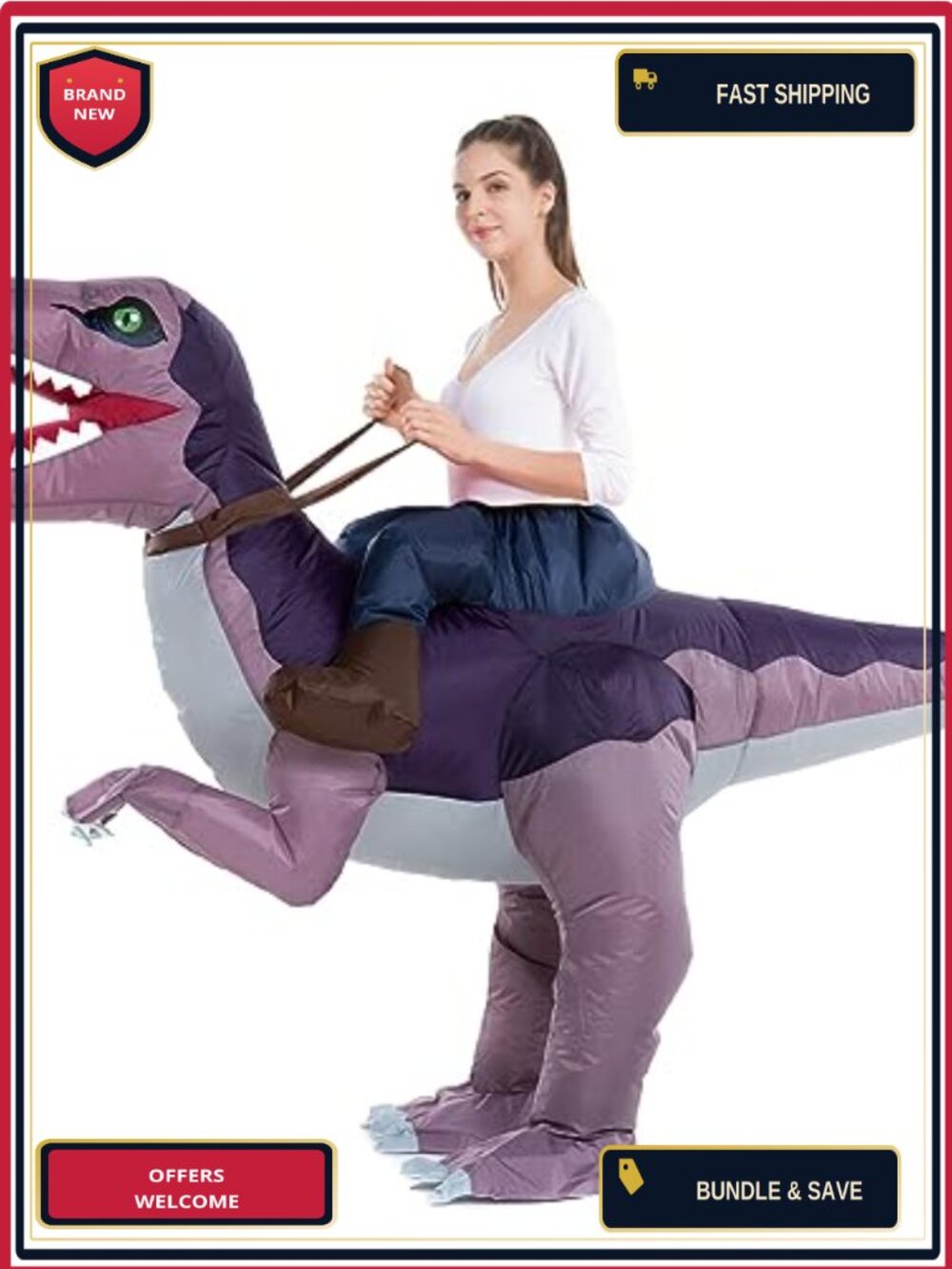 HSCTEK Inflatable Adult Dinosaur Costume Ride On Cosplay Unisex